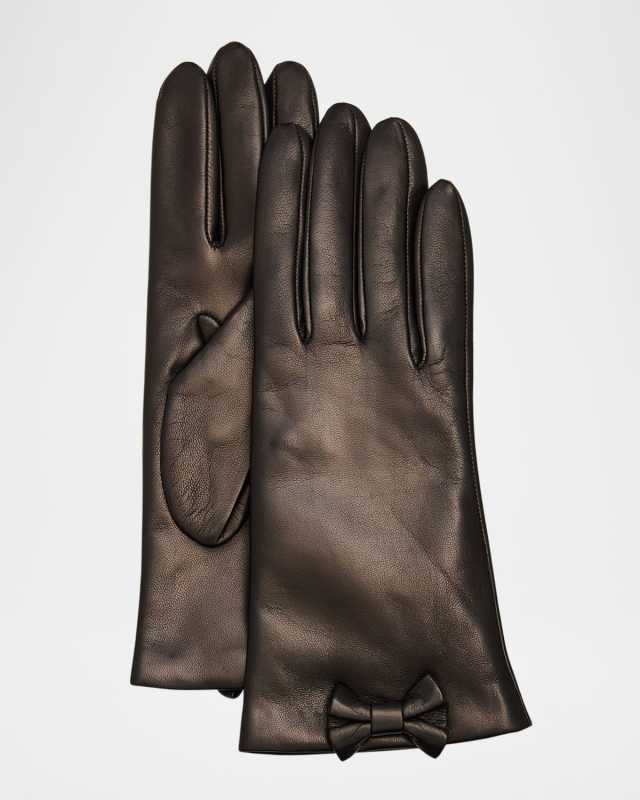 Shearling Cashmere Gloves W/ Bow